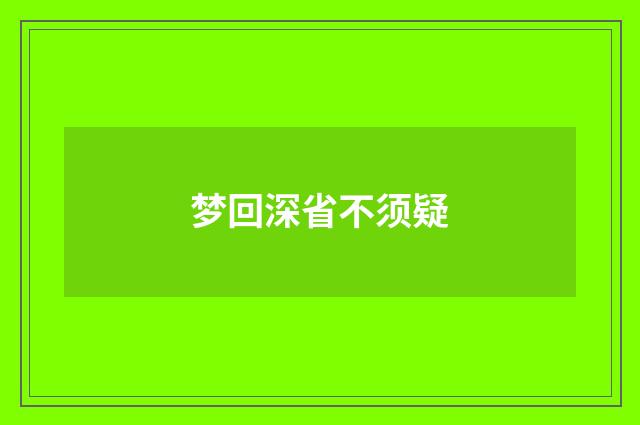梦回深省不须疑