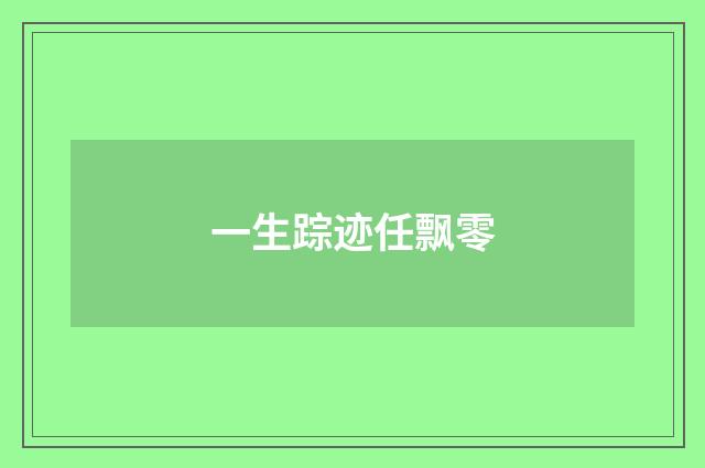 一生踪迹任飘零