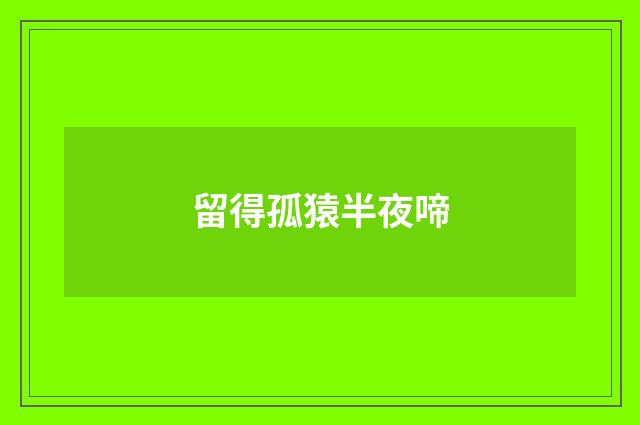 留得孤猿半夜啼