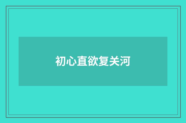 初心直欲复关河