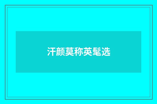 汗颜莫称英髦选