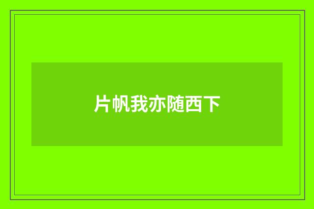片帆我亦随西下