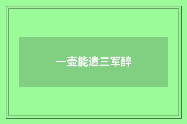 一壶能遣三军醉