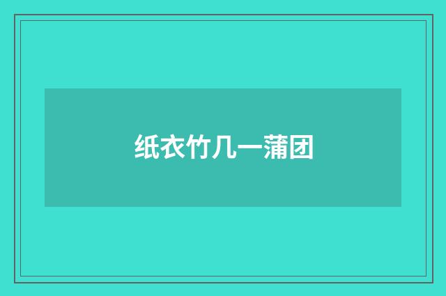 纸衣竹几一蒲团