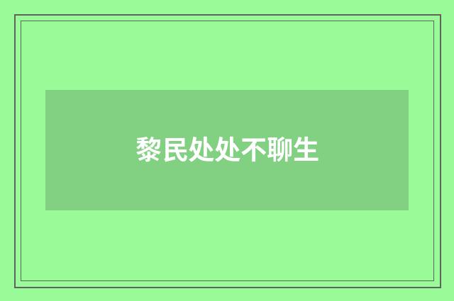 黎民处处不聊生