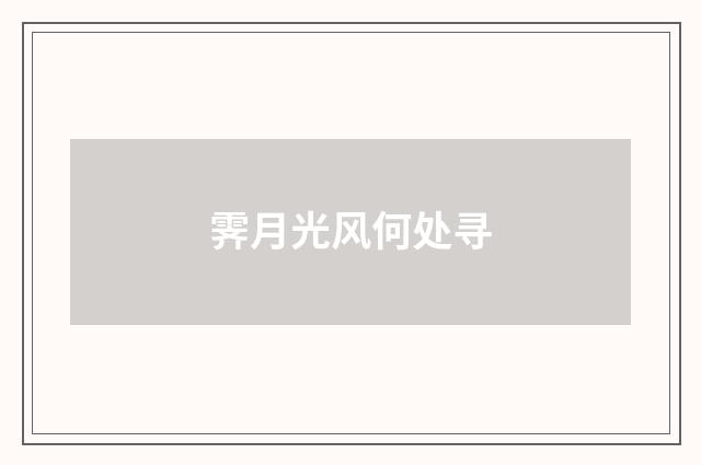 霁月光风何处寻