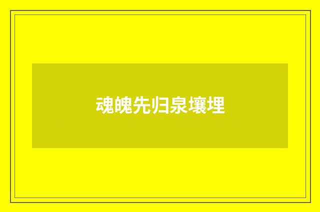 魂魄先归泉壤埋