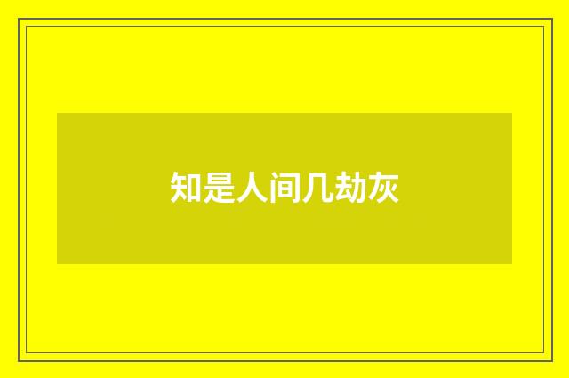 知是人间几劫灰