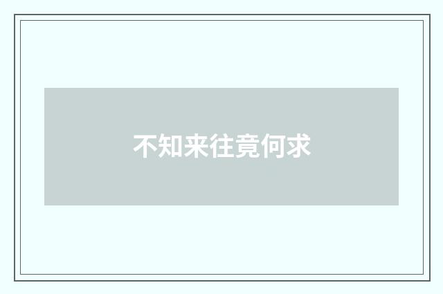 不知来往竟何求