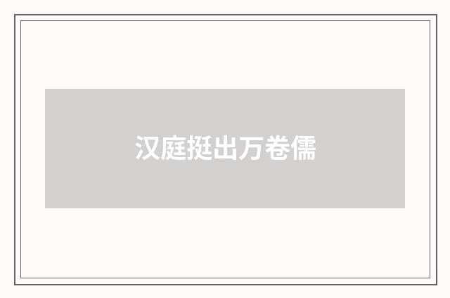 汉庭挺出万卷儒