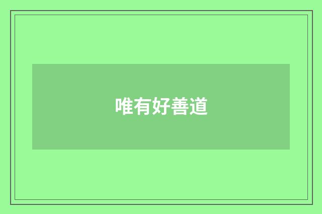 唯有好善道
