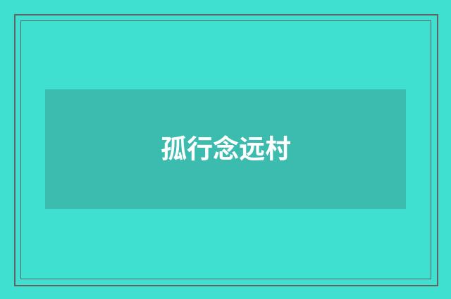 孤行念远村