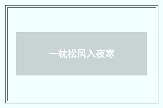 一枕松风入夜寒