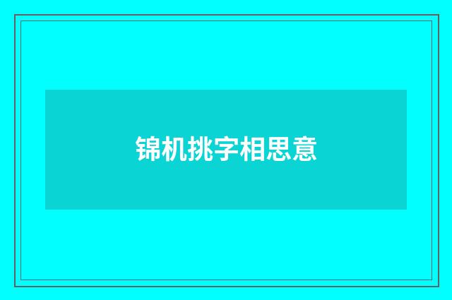 锦机挑字相思意