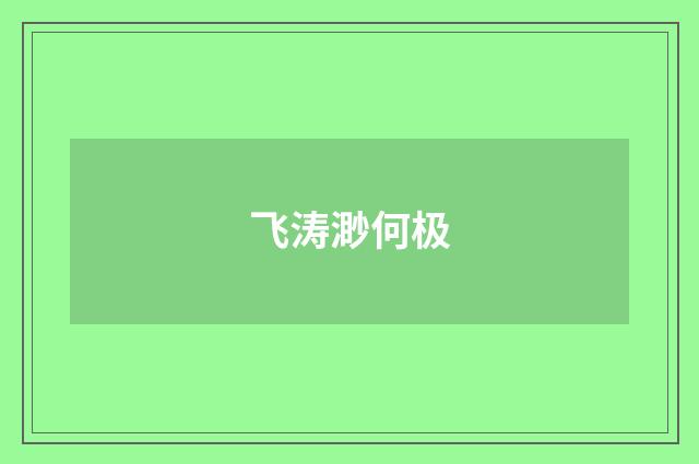 飞涛渺何极