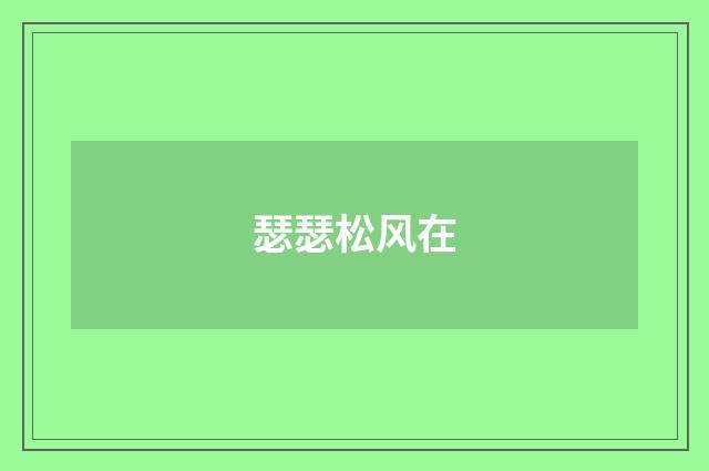 瑟瑟松风在