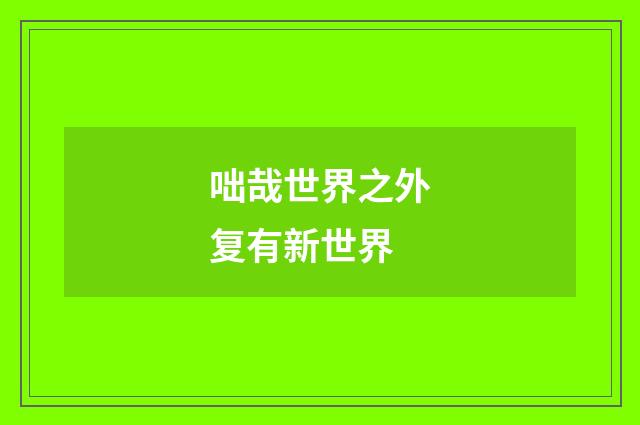 咄哉世界之外复有新世界