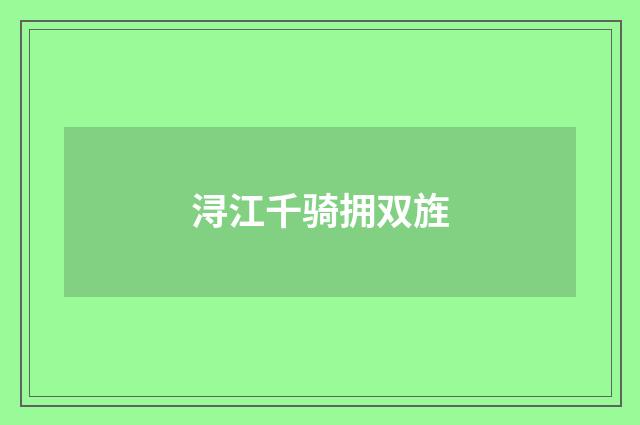 浔江千骑拥双旌
