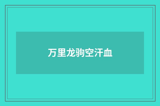 万里龙驹空汗血