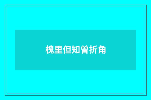 槐里但知曾折角