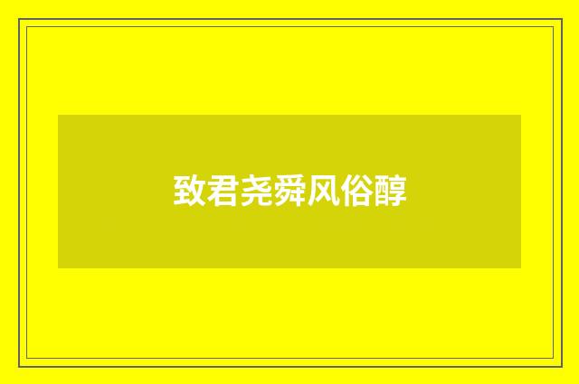 致君尧舜风俗醇