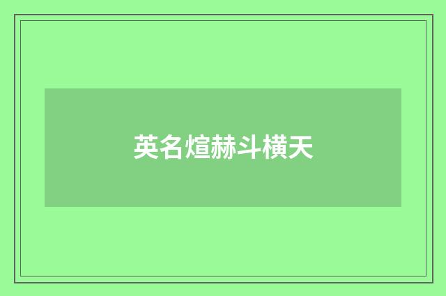 英名煊赫斗横天