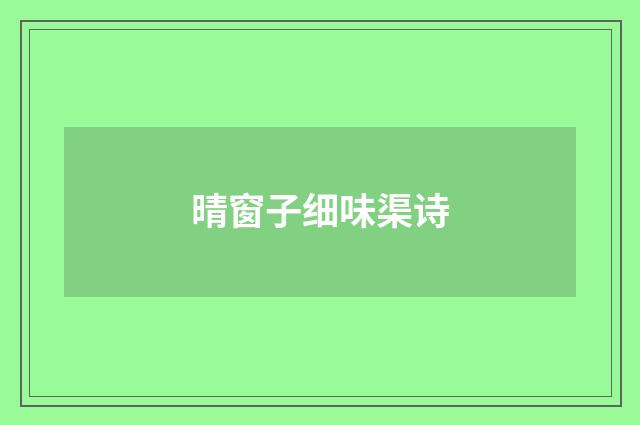 晴窗子细味渠诗