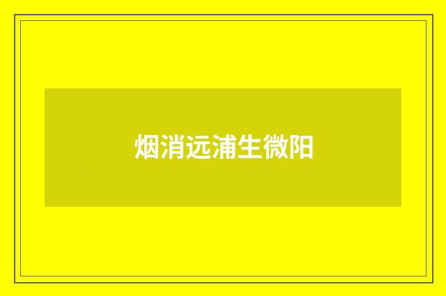 烟消远浦生微阳