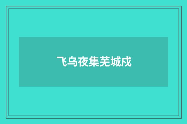 飞乌夜集芜城戍