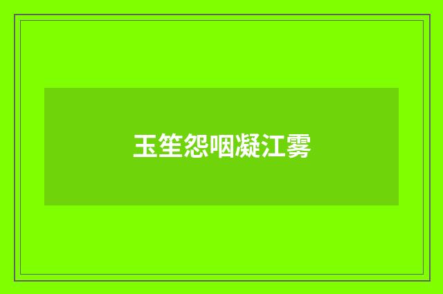 玉笙怨咽凝江雾