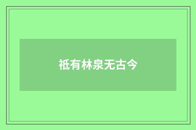 祗有林泉无古今