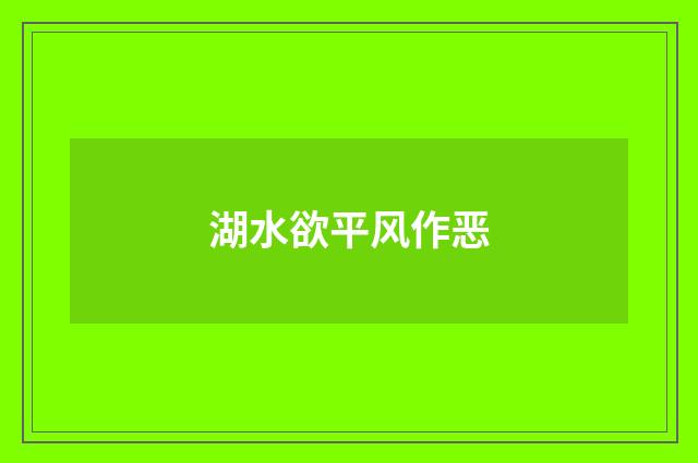 湖水欲平风作恶
