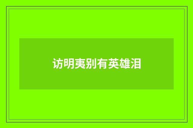 访明夷别有英雄泪