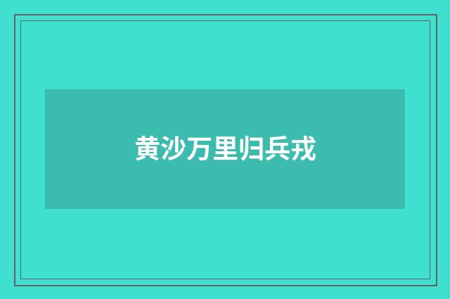 黄沙万里归兵戎