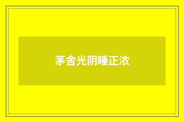 茅舍光阴睡正浓