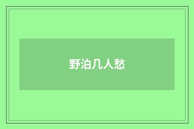 野泊几人愁
