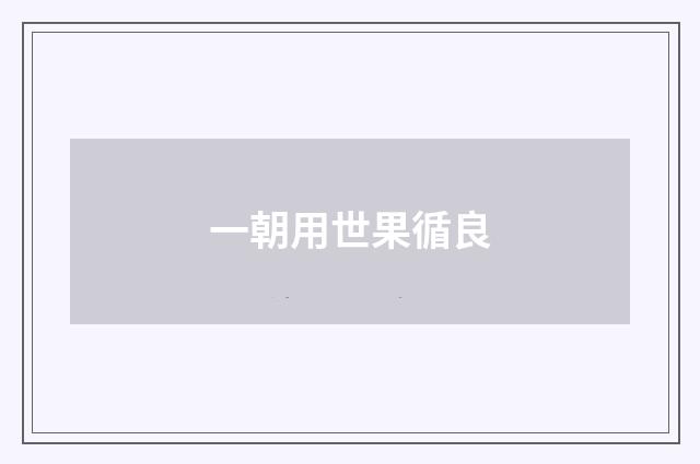 一朝用世果循良