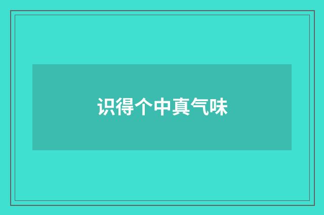 识得个中真气味