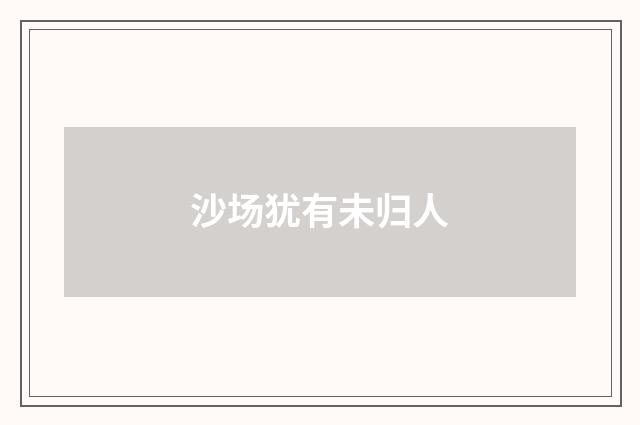 沙场犹有未归人
