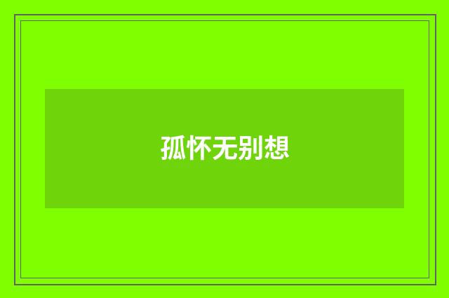 孤怀无别想