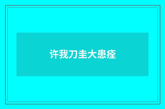 许我刀圭大患痊