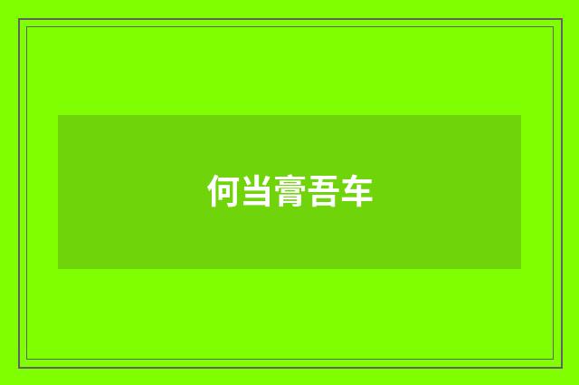 何当膏吾车