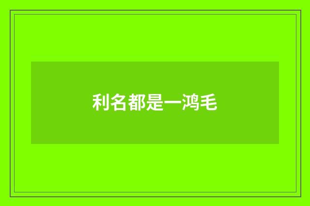利名都是一鸿毛
