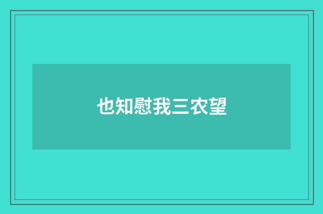 也知慰我三农望