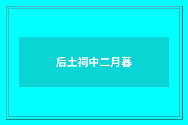 后土祠中二月暮
