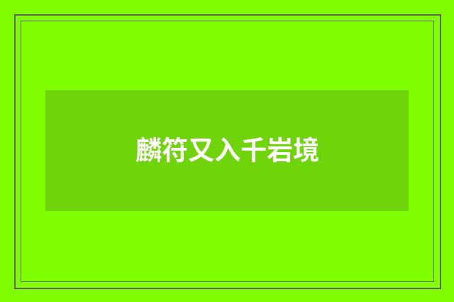 麟符又入千岩境