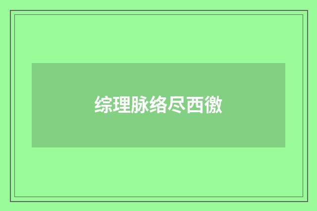综理脉络尽西徼