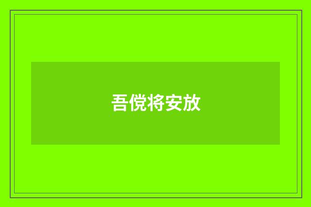 吾傥将安放