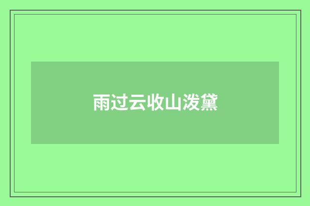 雨过云收山泼黛