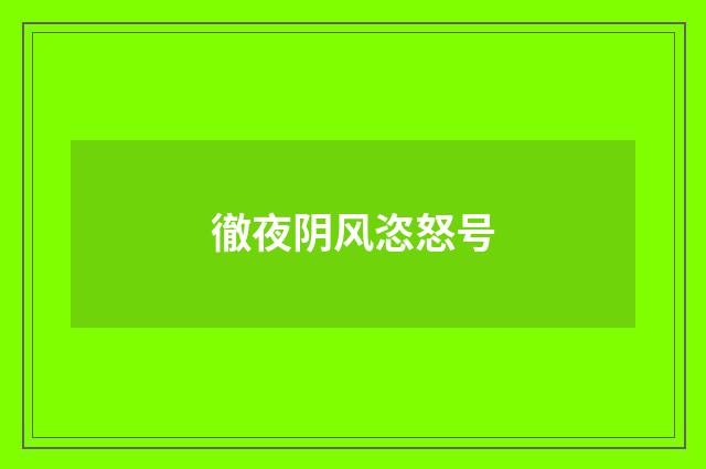 徹夜阴风恣怒号